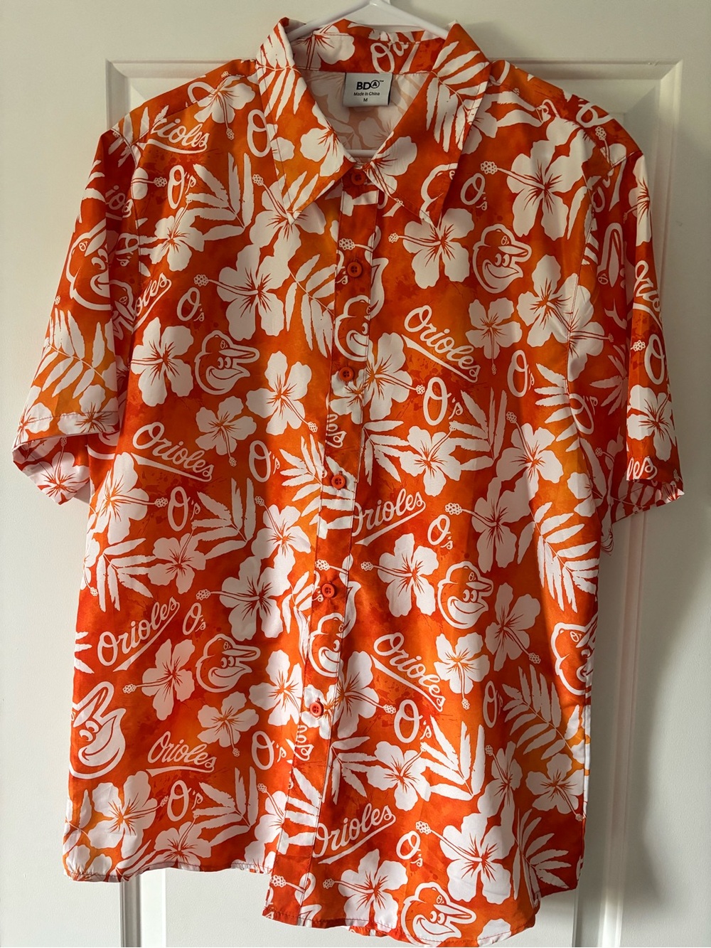 Baltimore Orioles Orange Floral Button-Down Shirt MLB Baseball Fan Apparel